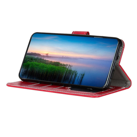 Huawei P Smart 2021 Blankt Læder Cover m. Pung - Rød