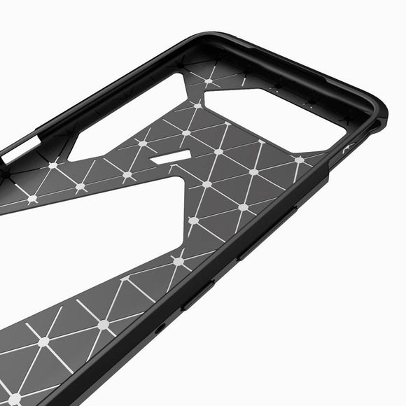Asus ROG Phone 5 Brushed Carbon Fiber TPU Plast Cover - Rød