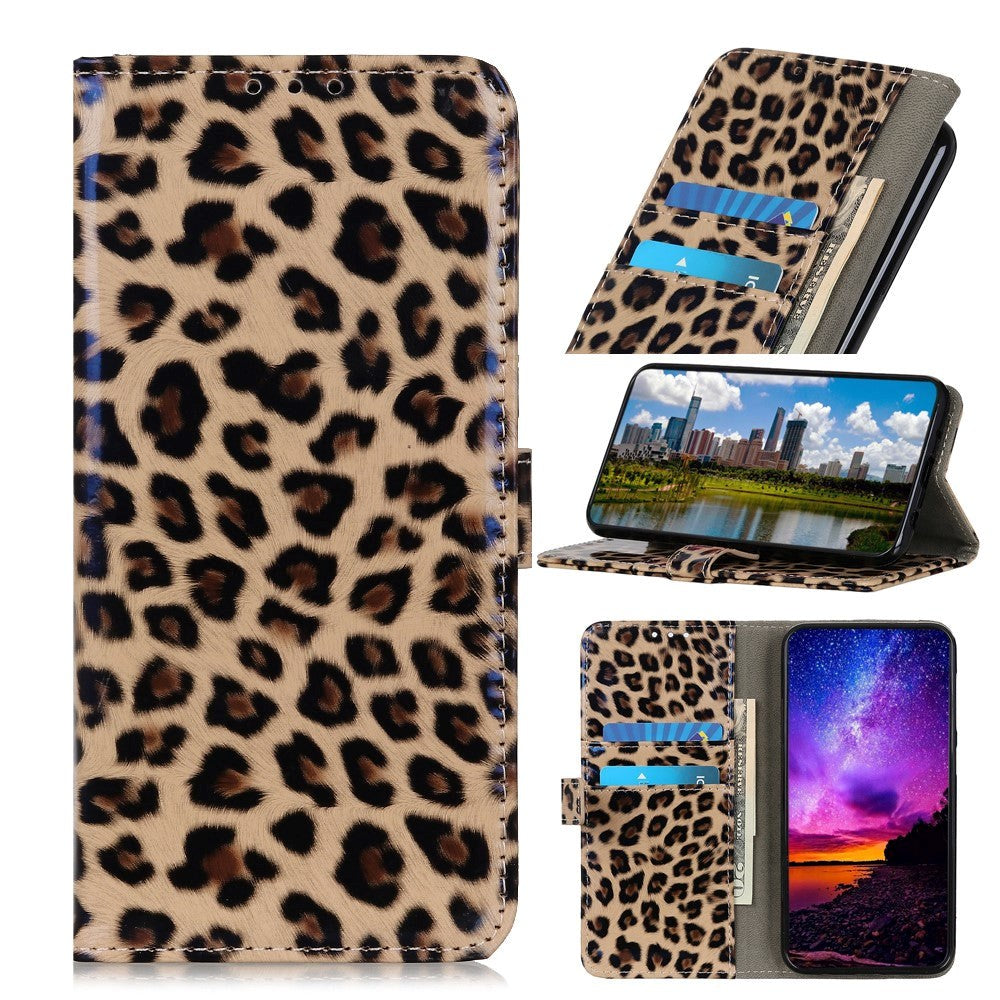 Motorola Moto E6 Plus Leopard Cover m. Pung Brun