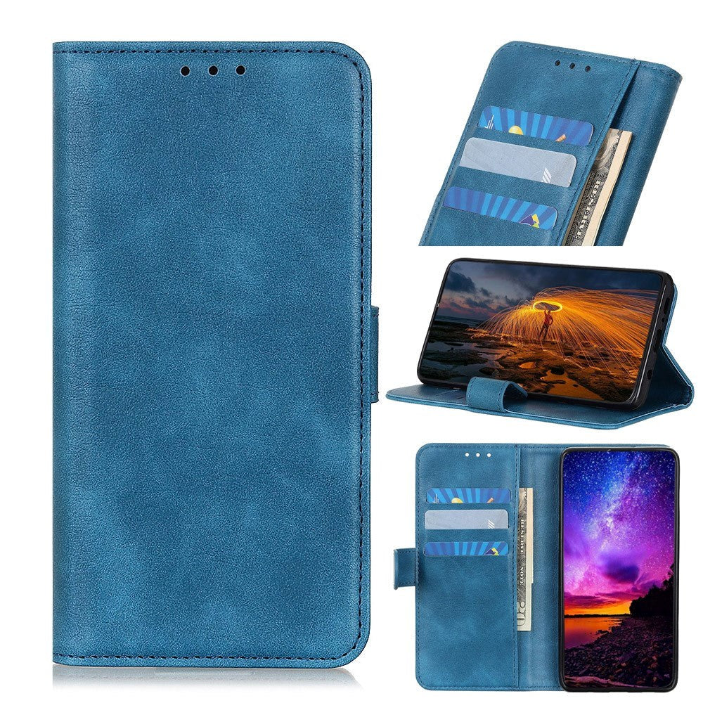 Motorola Moto E6 Plus Læder Cover m. Pung - Blå