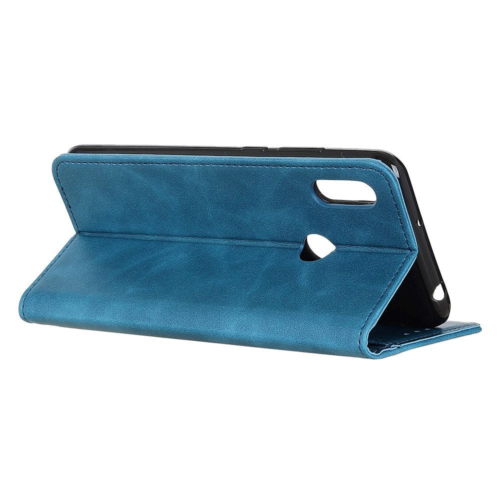 Motorola Moto E6 Plus Læder Cover m. Pung - Blå
