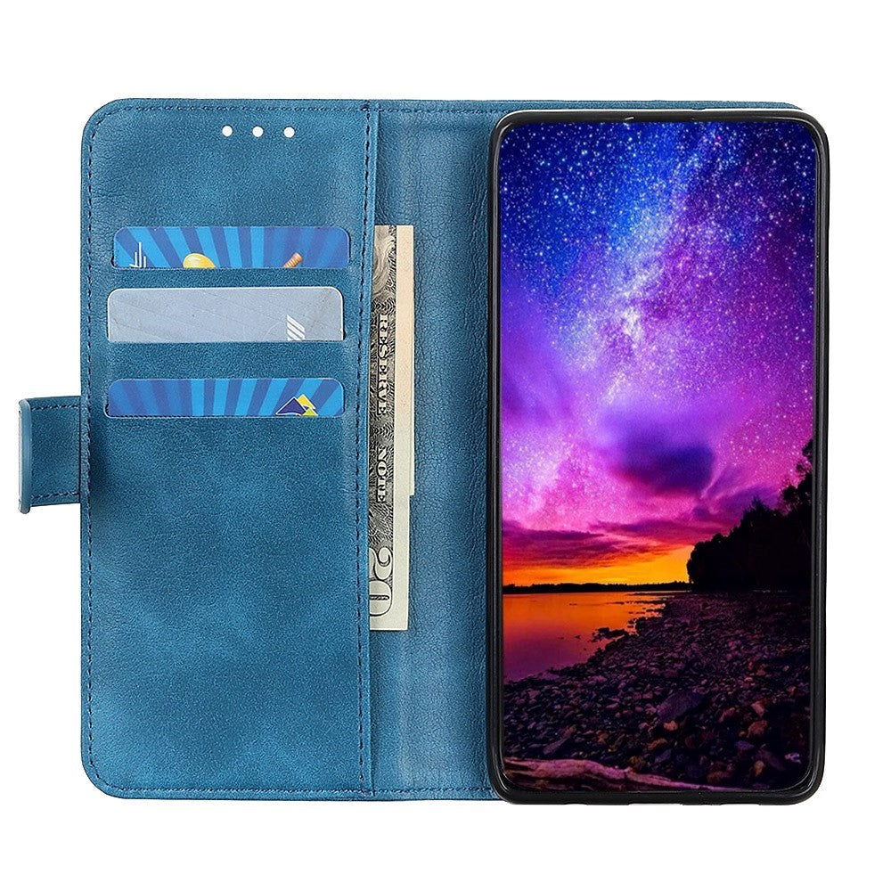 Motorola Moto E6 Plus Læder Cover m. Pung - Blå