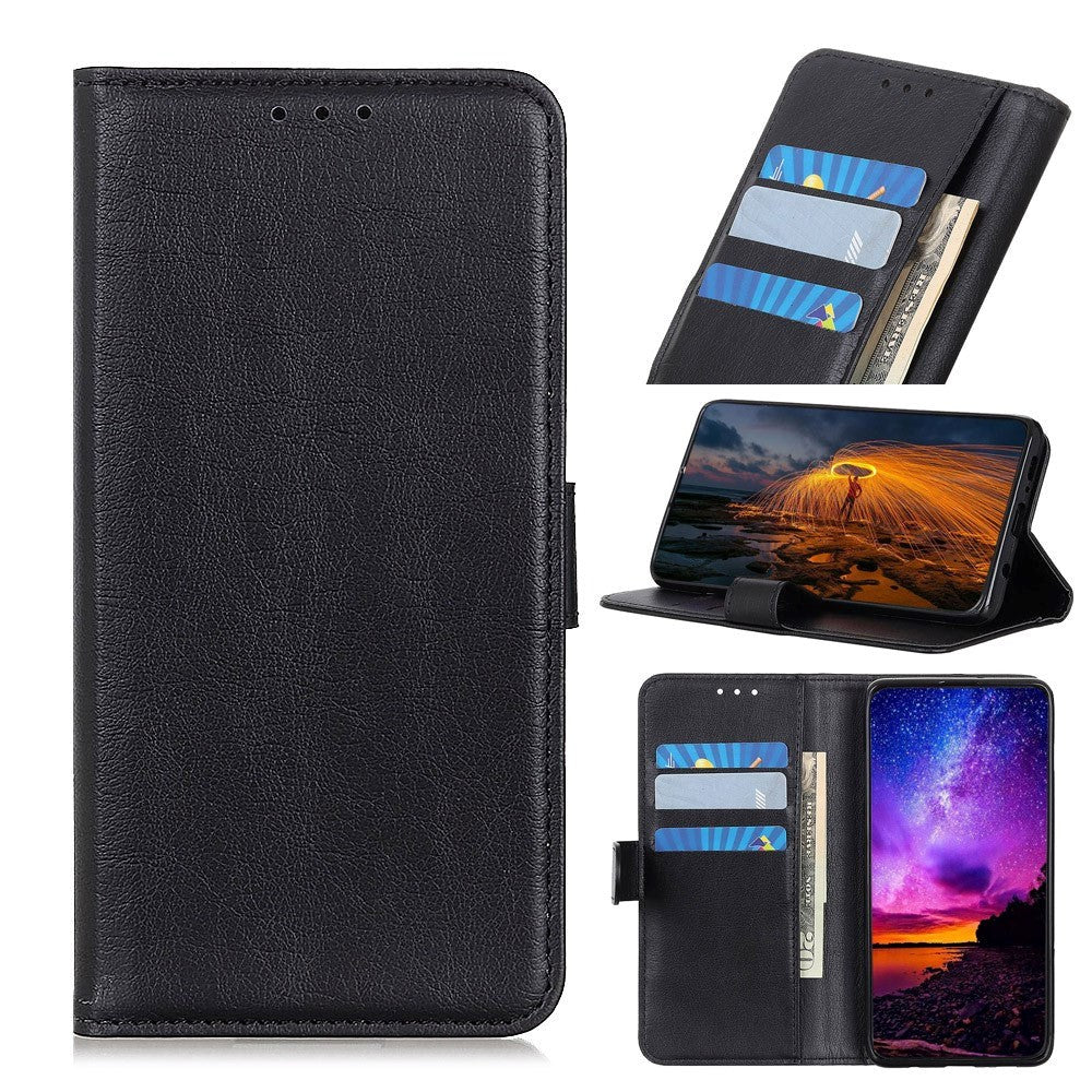Motorola Moto E6 Plus Læder Cover m. Pung - Sort