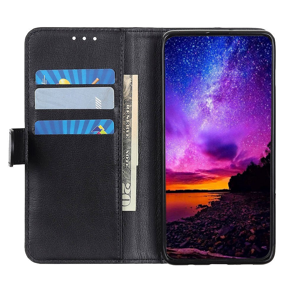Motorola Moto E6 Plus Læder Cover m. Pung - Sort
