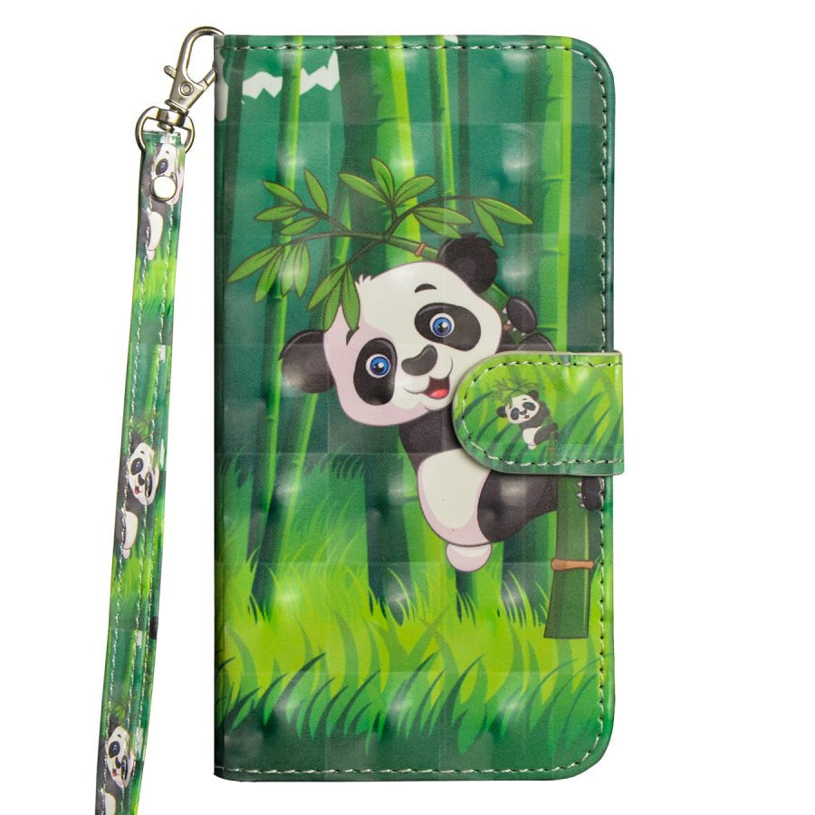 Huawei P40 Lite E Light Spot Læder Cover m. Pung & Strop - Panda