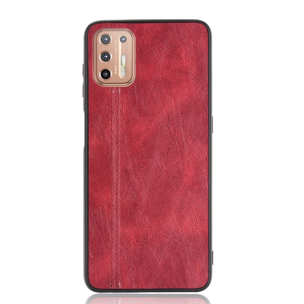 Motorola Moto G9 Plus Læderbelagt Plastik Cover - Rød