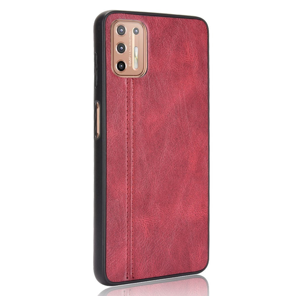 Motorola Moto G9 Plus Læderbelagt Plastik Cover - Rød