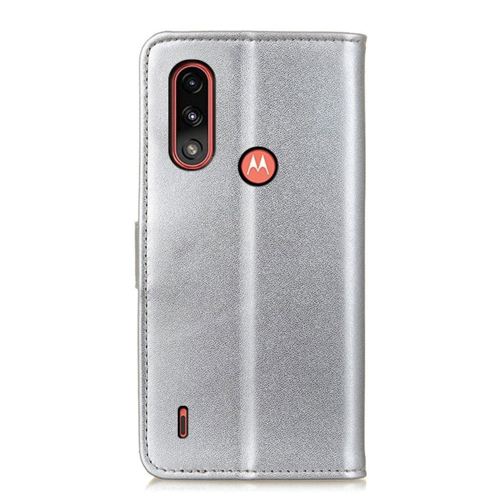 Motorola Moto E7 Power / E7i Power Læder Cover m. Pung - Sølv