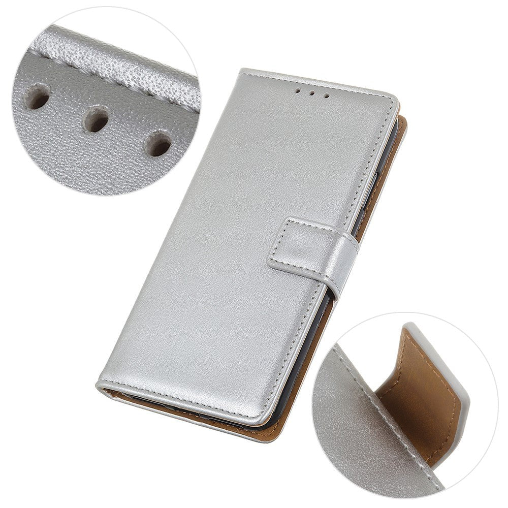 Motorola Moto E7 Power / E7i Power Læder Cover m. Pung - Sølv
