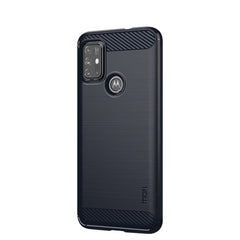 Motorola Moto G10 / G20 / G30 Mofi Brushed Carbon Fiber Fleksibelt Plastik Cover - Blå