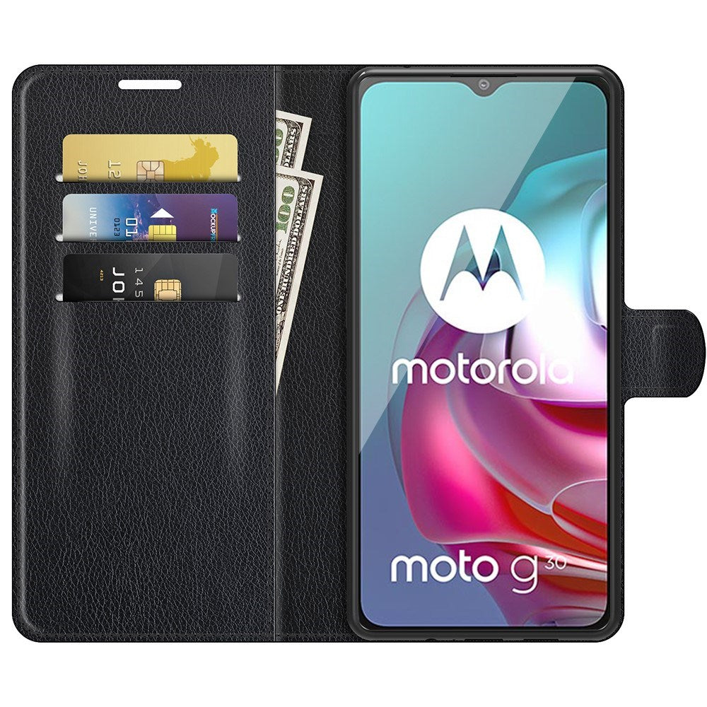 EIDERWOOD Motorola Moto G10 / G20 / G30 Kunstlæder Flip Cover m. Kortholder & Ståfunktion - Sort