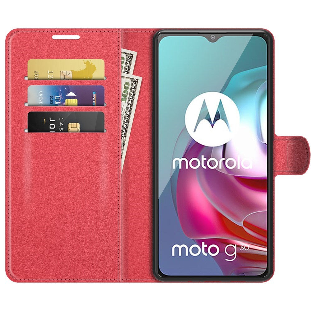 EIDERWOOD Motorola Moto G10 / G20 / G30 Kunstlæder Flip Cover m. Kortholder & Ståfunktion - Rød