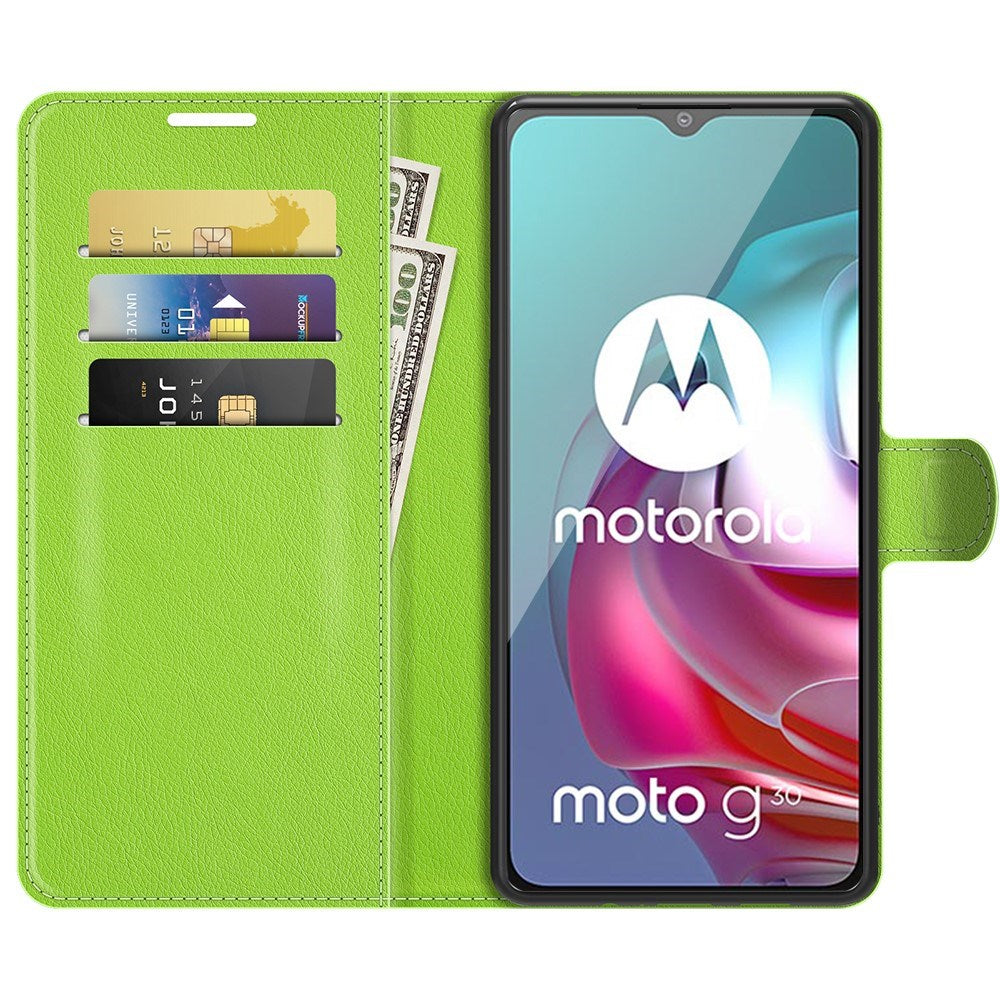 EIDERWOOD Motorola Moto G10 / G20 / G30 Kunstlæder Flip Cover m. Kortholder & Ståfunktion - Grøn