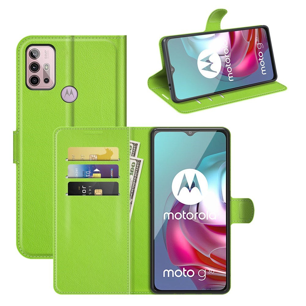 EIDERWOOD Motorola Moto G10 / G20 / G30 Kunstlæder Flip Cover m. Kortholder & Ståfunktion - Grøn
