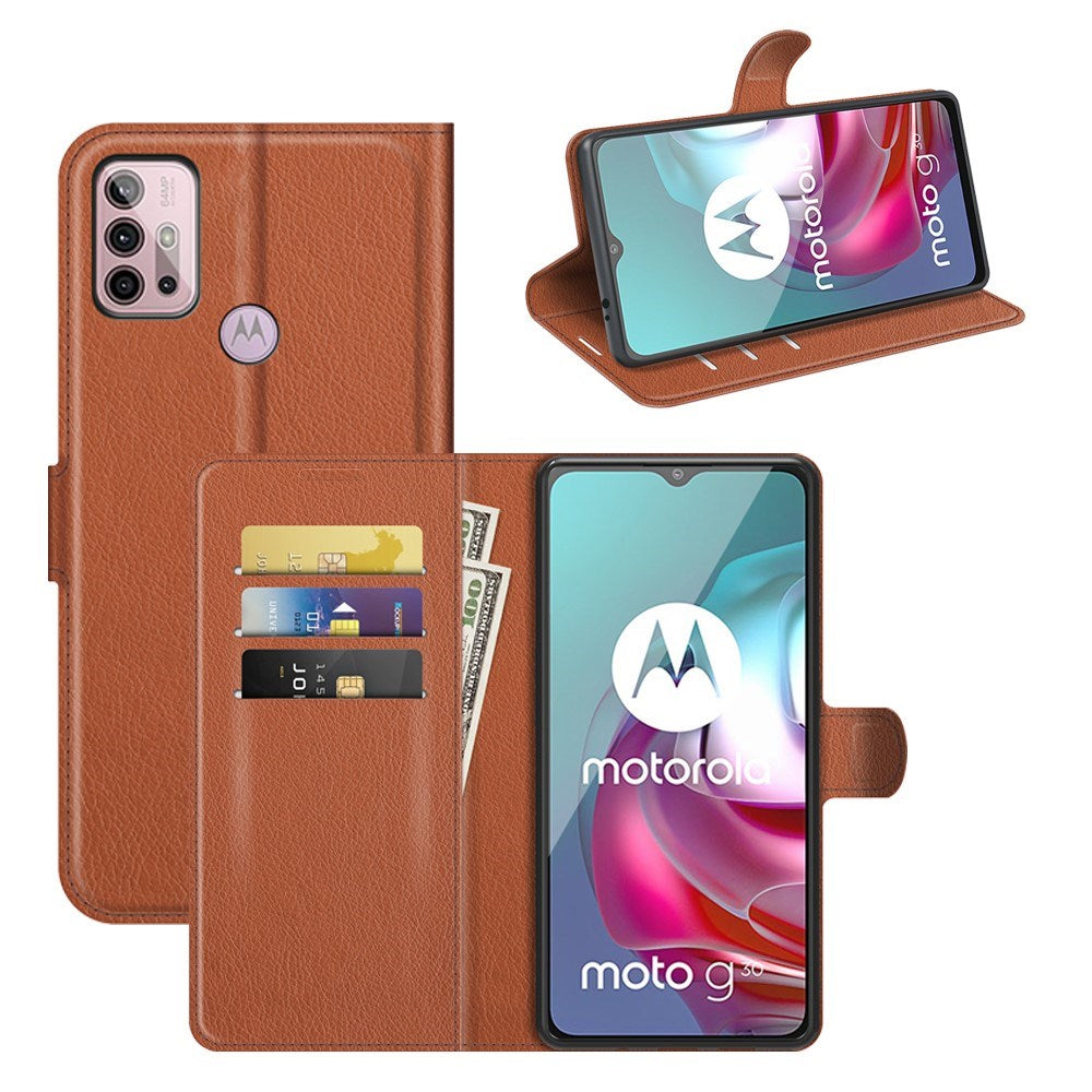 EIDERWOOD Motorola Moto G10 / G20 / G30 Kunstlæder Flip Cover m. Kortholder & Ståfunktion - Brun