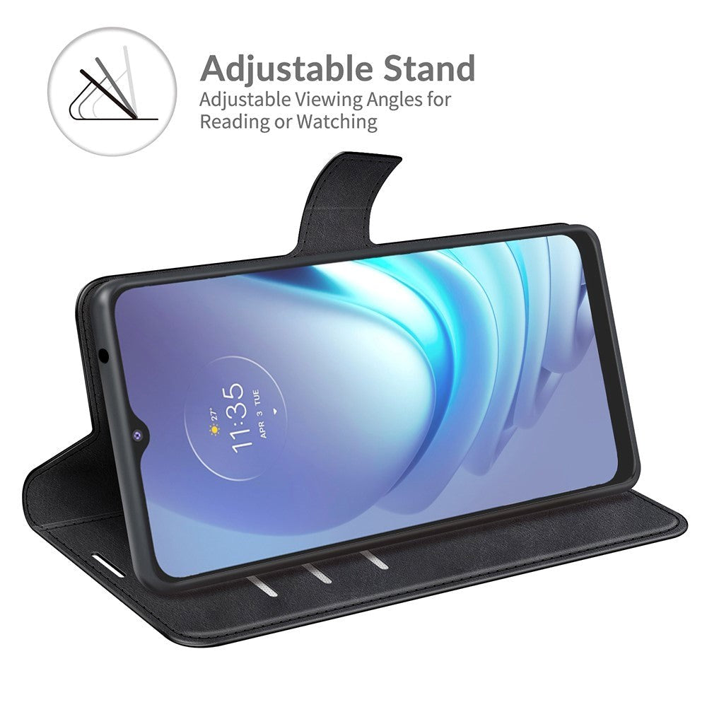 Motorola Moto G50 Læder Cover m. Ståfunktion & Kortholder - Sort