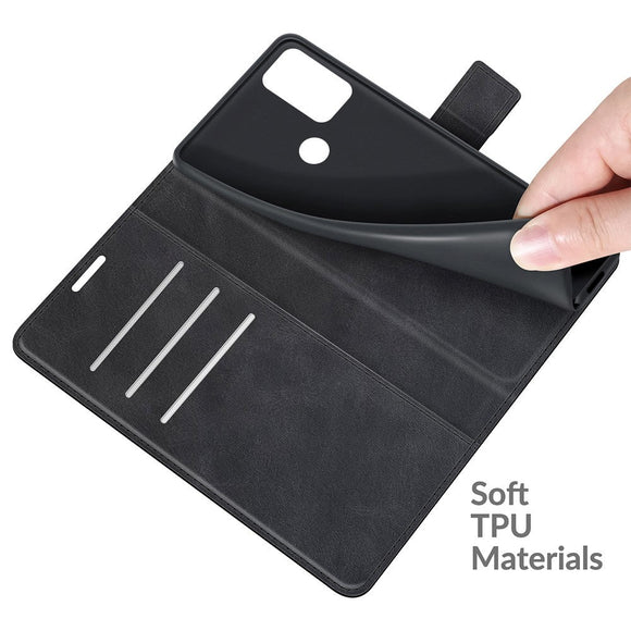 Motorola Moto G50 Læder Cover m. Ståfunktion & Kortholder - Sort