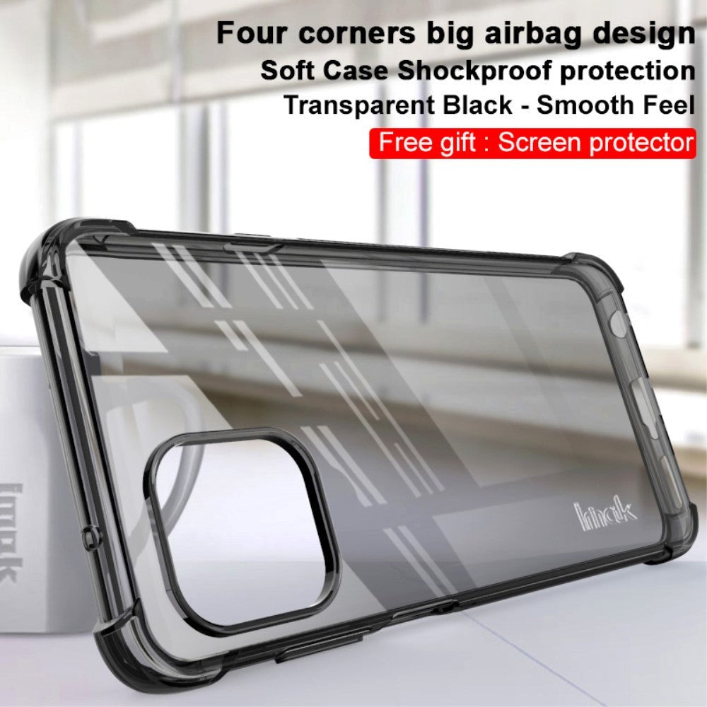 Motorola Edge 20 Lite IMAK Shock Resistant Case m. Beskyttelsesfilm - Gennemsigtig / Sort