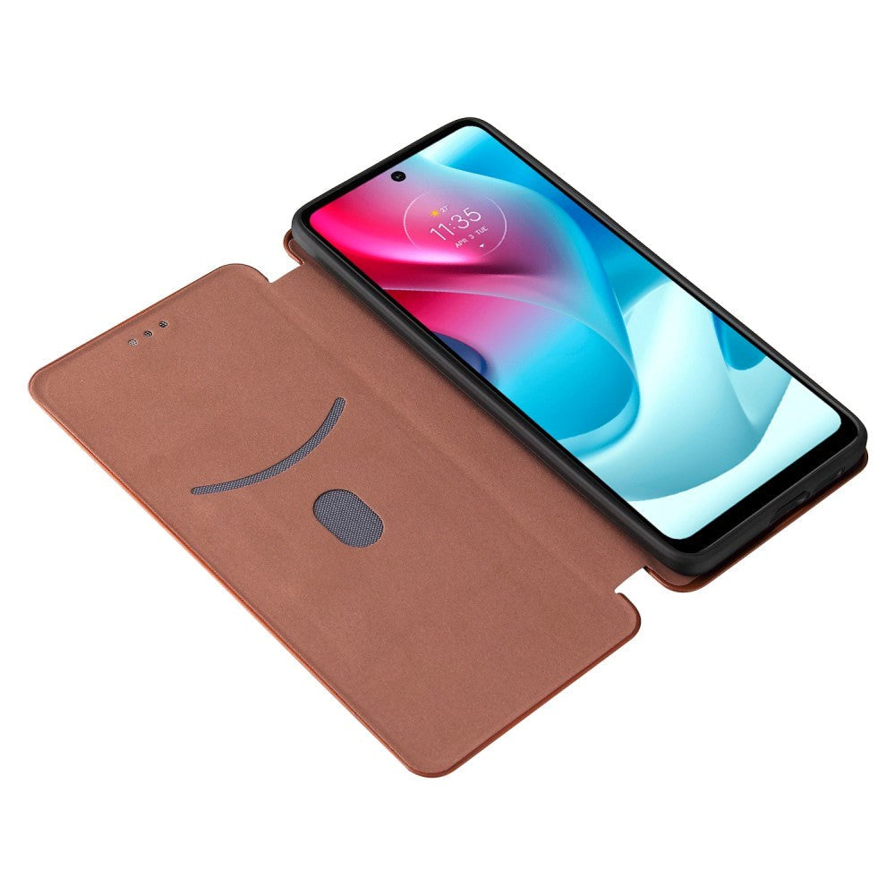 Motorola Moto G60s Carbon Fiber Fleksibelt Plastik Cover - Brun