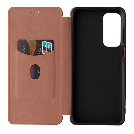 Motorola Moto G60s Carbon Fiber Fleksibelt Plastik Cover - Brun