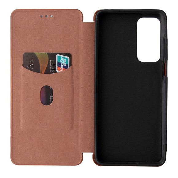 Motorola Moto G60s Carbon Fiber Fleksibelt Plastik Cover - Brun