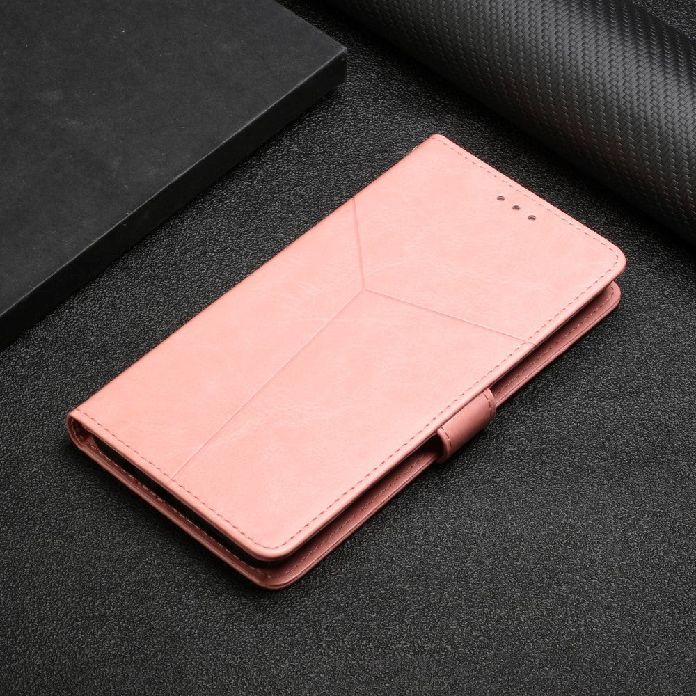 Motorola Moto G51 Læder Cover m. Pung & Strop - Opdelt Mønster - Lyserød