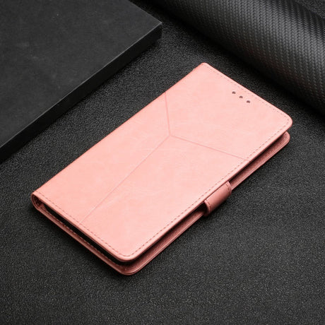 Motorola Moto G51 Læder Cover m. Pung & Strop - Opdelt Mønster - Lyserød