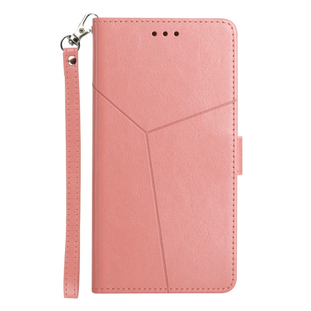 Motorola Moto G51 Læder Cover m. Pung & Strop - Opdelt Mønster - Lyserød