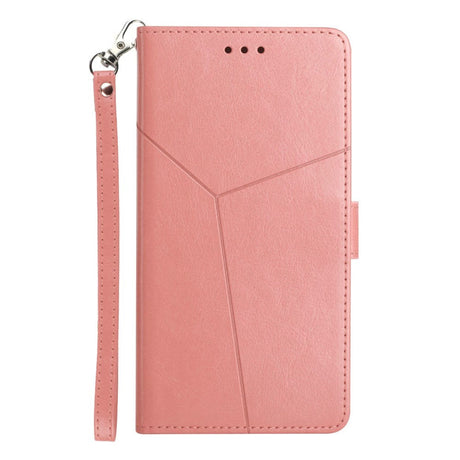 Motorola Moto G51 Læder Cover m. Pung & Strop - Opdelt Mønster - Lyserød