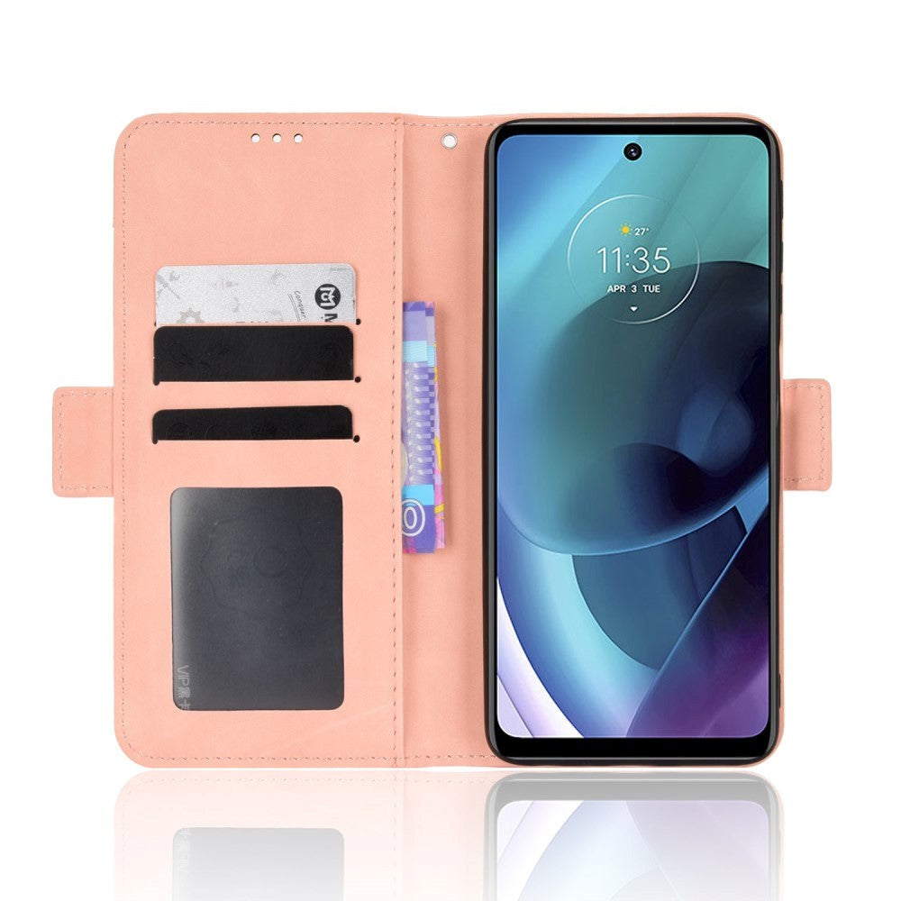 Motorola Moto G Stylus (2022) Blødt Læder Cover m. Pung - Lyserød