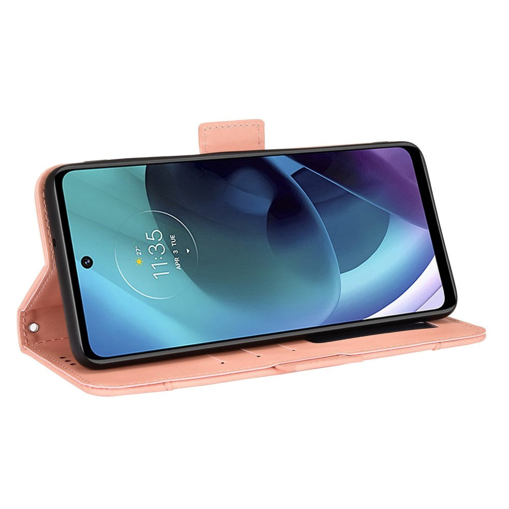 Motorola Moto G Stylus (2022) Blødt Læder Cover m. Pung - Lyserød