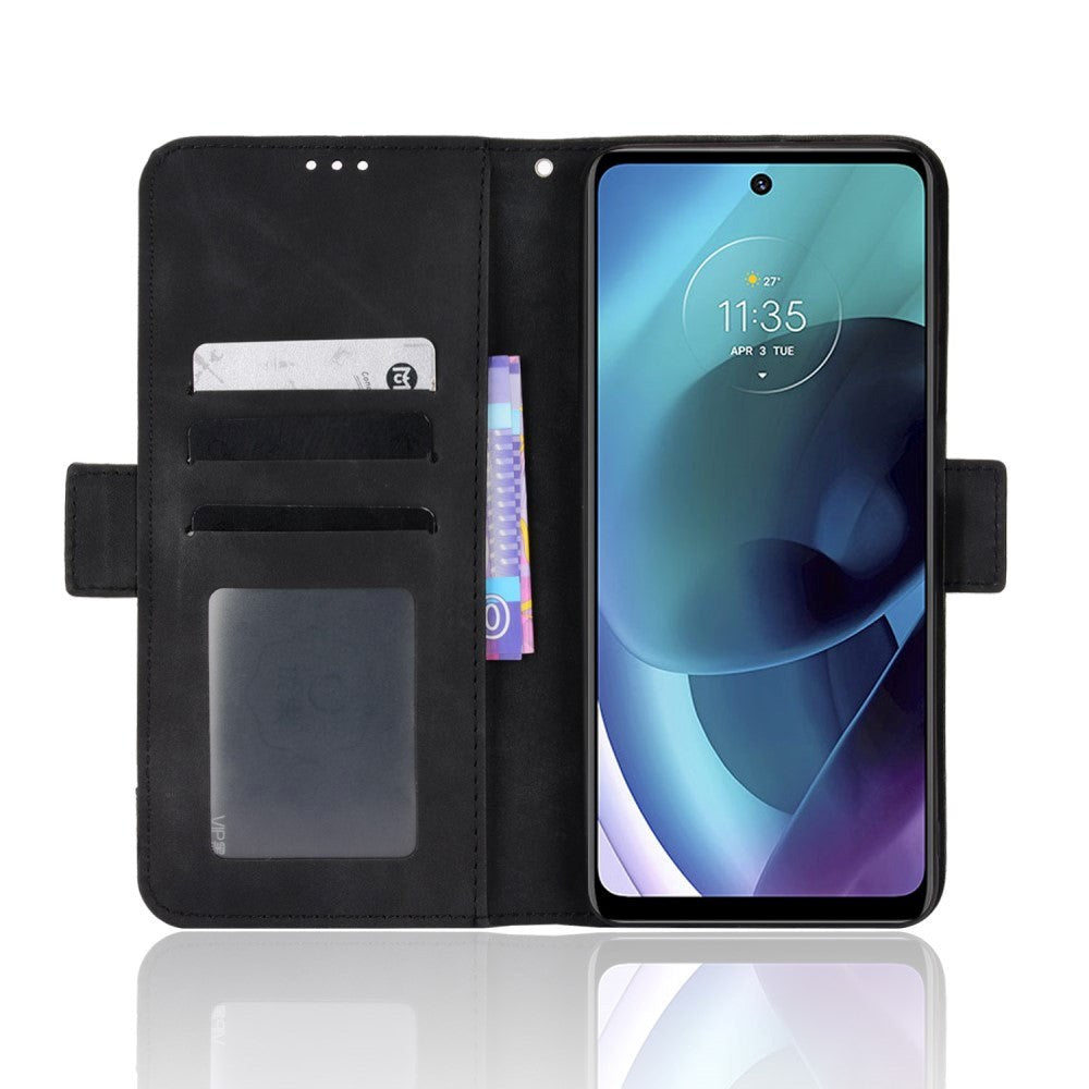 Motorola Moto G Stylus (2022) Blødt Læder Cover m. Pung - Sort