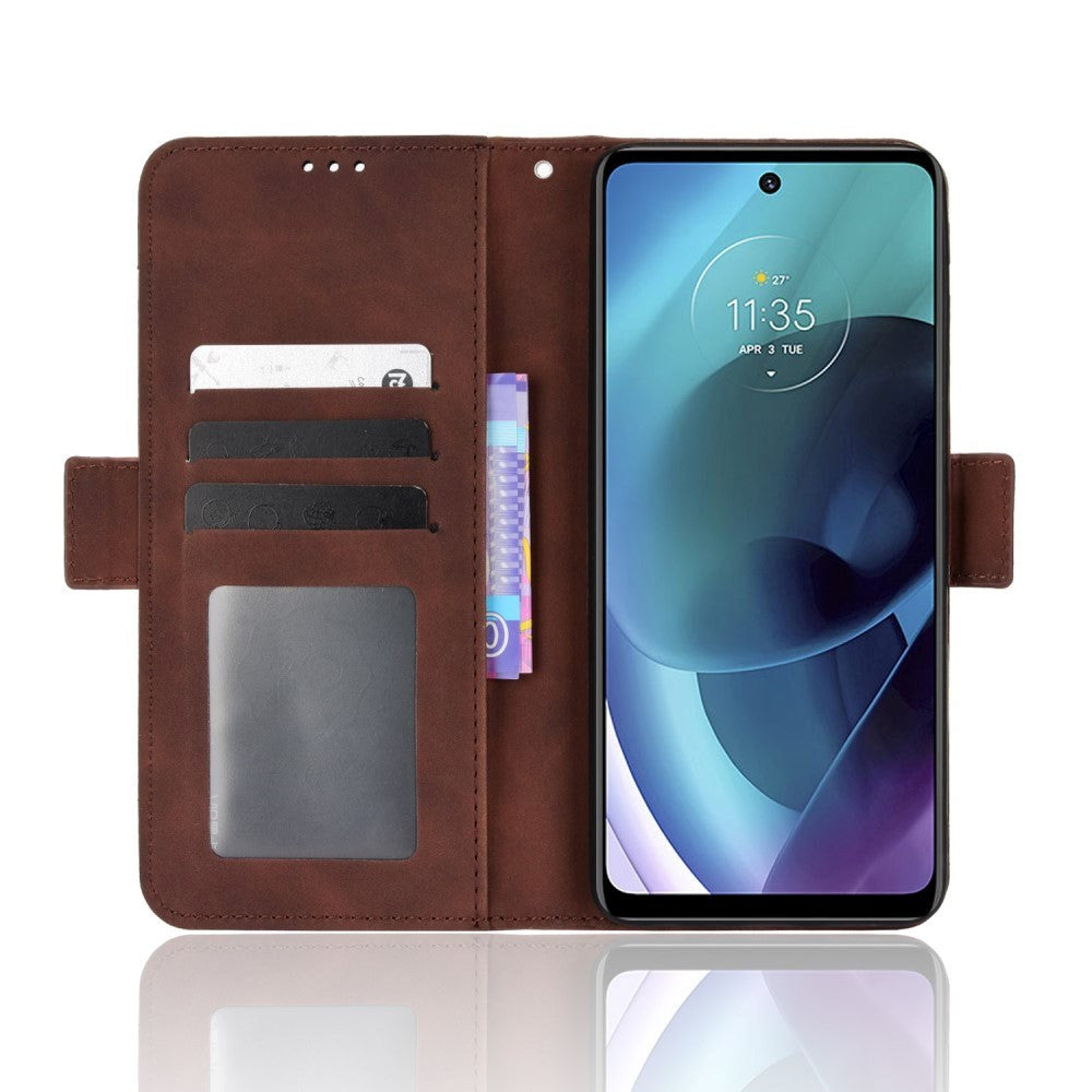 Motorola Moto G Stylus (2022) Blødt Læder Cover m. Pung - Brun