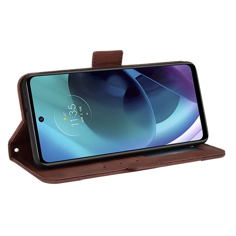 Motorola Moto G Stylus (2022) Blødt Læder Cover m. Pung - Brun