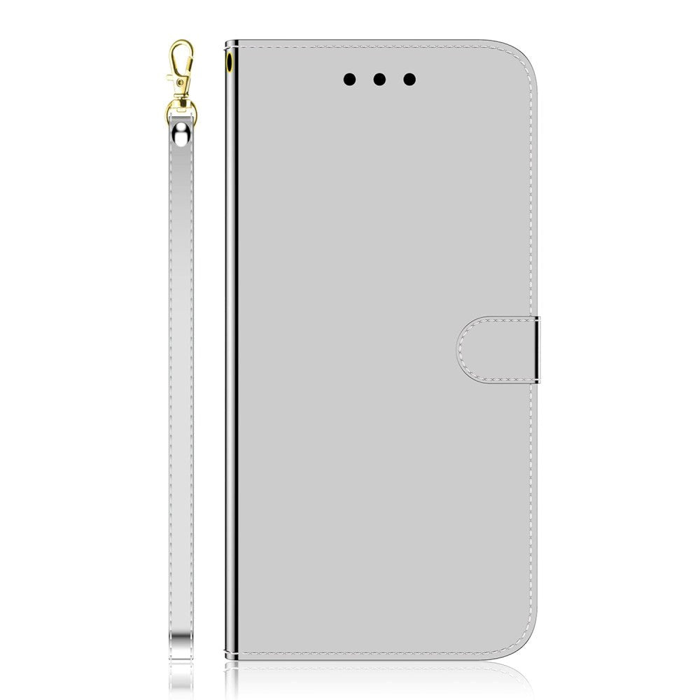 Motorola Moto G22 Blankt Læder Flip Cover m. Pung & Strop - Sølv