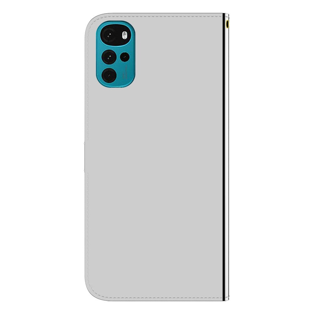 Motorola Moto G22 Blankt Læder Flip Cover m. Pung & Strop - Sølv