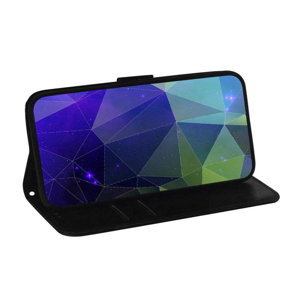 Motorola Moto G22 Blankt Læder Flip Cover m. Pung & Strop - Sølv
