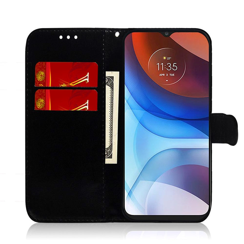 Motorola Moto G22 Blankt Læder Flip Cover m. Pung & Strop - Sølv