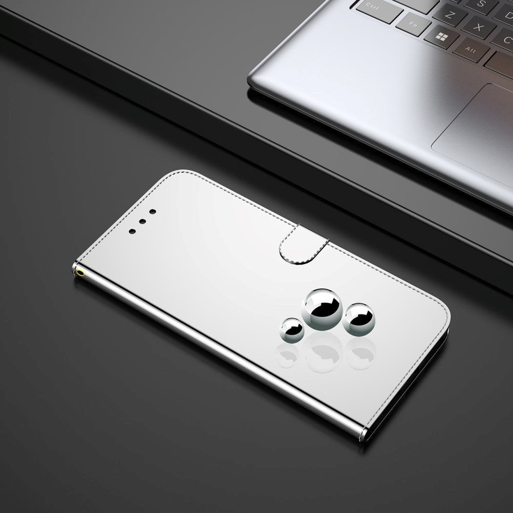 Motorola Moto G22 Blankt Læder Flip Cover m. Pung & Strop - Sølv