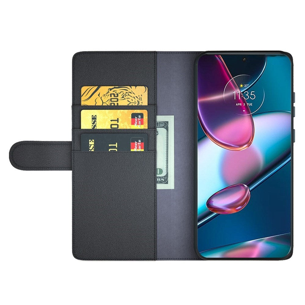 EIDERWOOD Motorola Edge 30 Pro Kunstlæder Flip Cover m. Kortholder - Sort