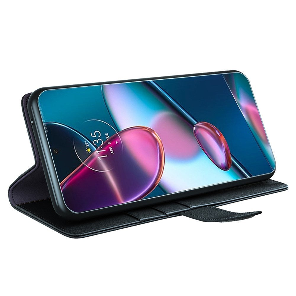 EIDERWOOD Motorola Edge 30 Pro Kunstlæder Flip Cover m. Kortholder - Sort