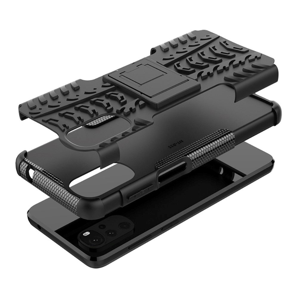 Motorola Moto G22 Cool Tyre Håndværker Cover m. Stander - Sort