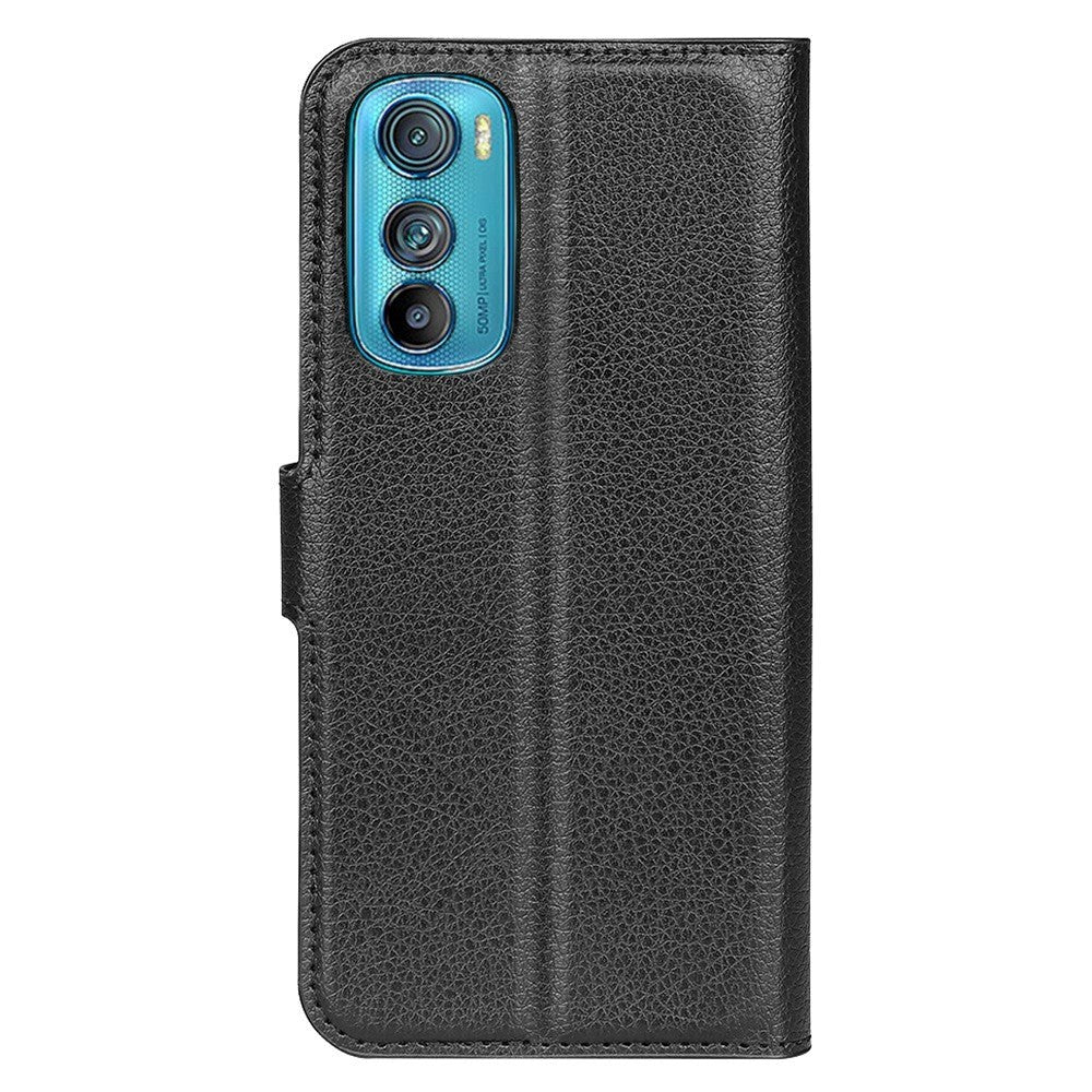 Motorola Edge 30 Litchi Læder Cover m. Pung - Sort