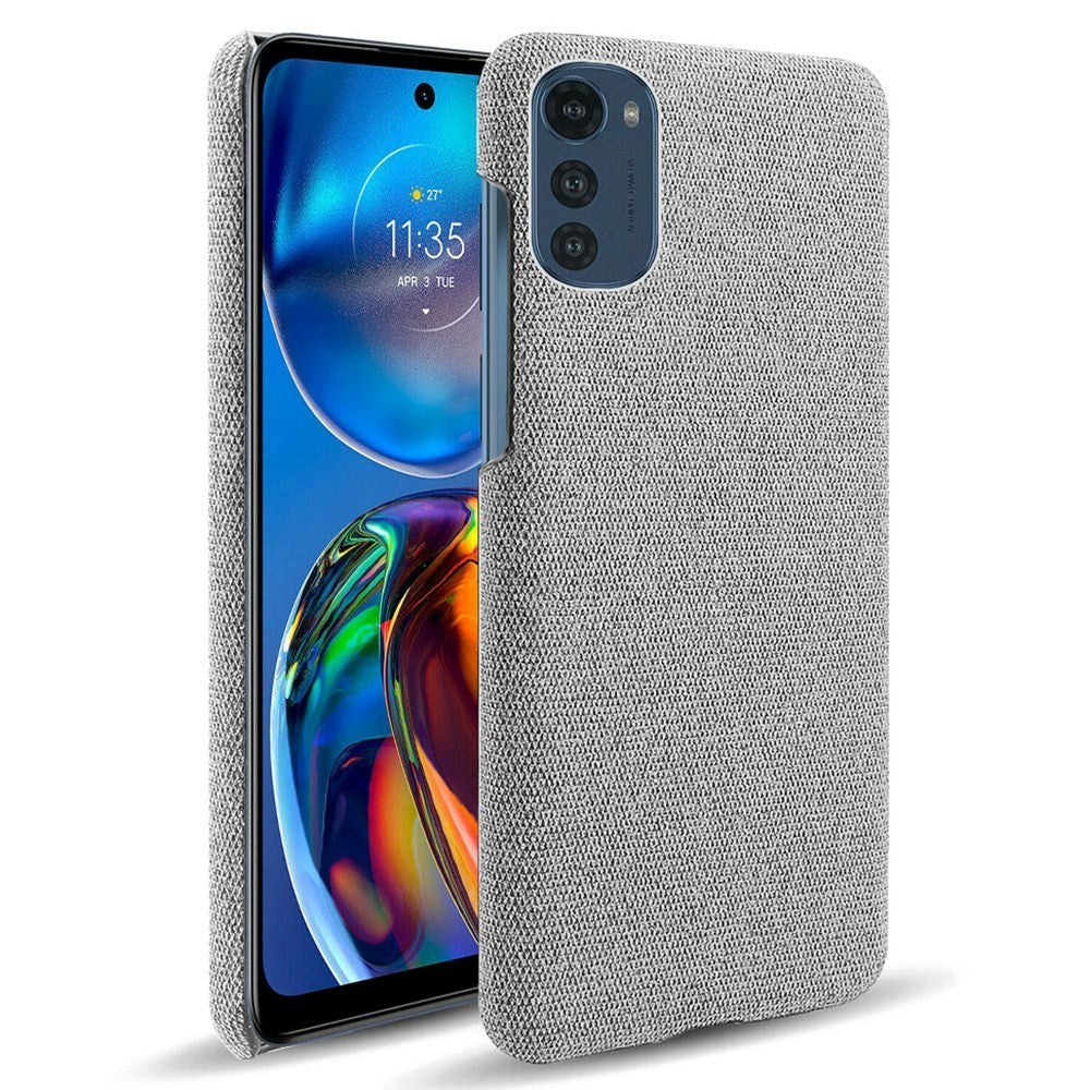 Motorola Moto E32 / E32s Stofbetrukket Plastik Cover - Lys Grå