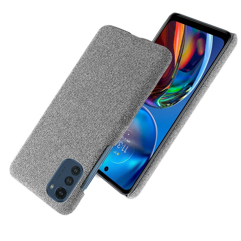 Motorola Moto E32 / E32s Stofbetrukket Plastik Cover - Lys Grå