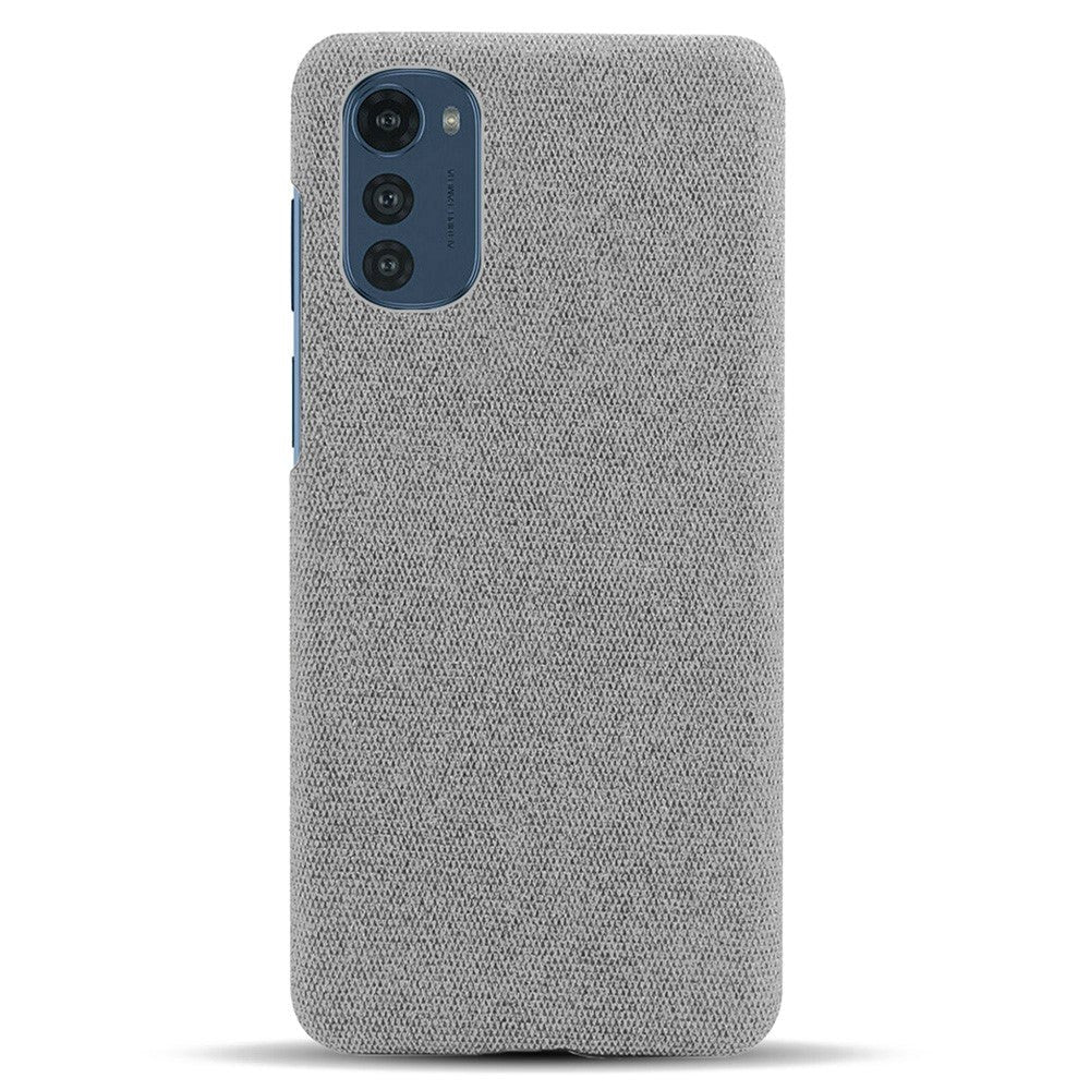 Motorola Moto E32 / E32s Stofbetrukket Plastik Cover - Lys Grå