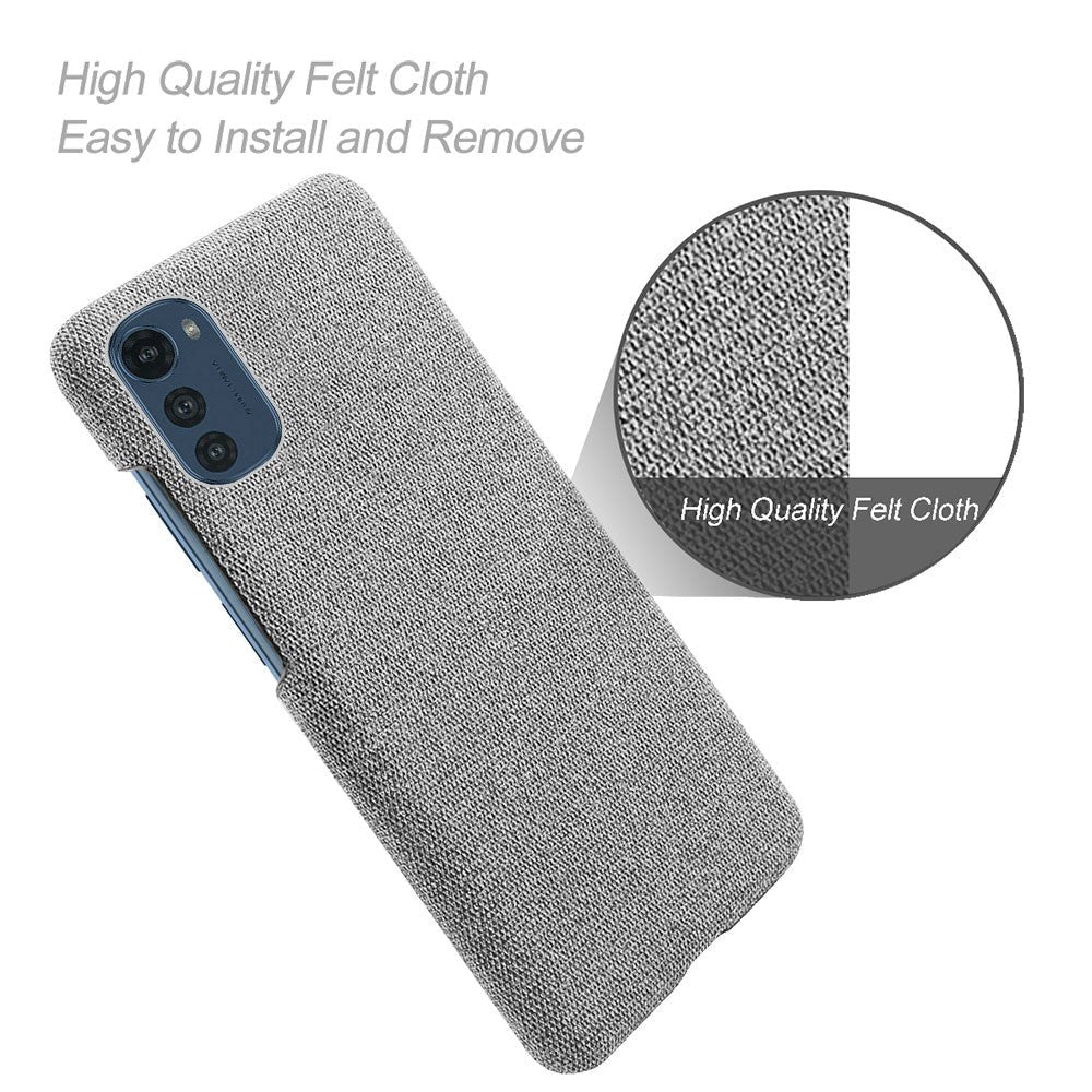 Motorola Moto E32 / E32s Stofbetrukket Plastik Cover - Lys Grå
