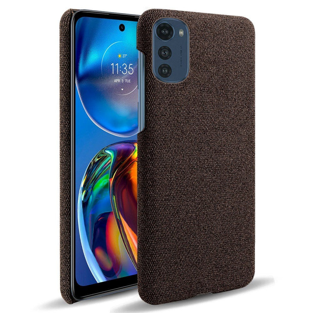 Motorola Moto E32 / E32s Stofbetrukket Plastik Cover - Brun