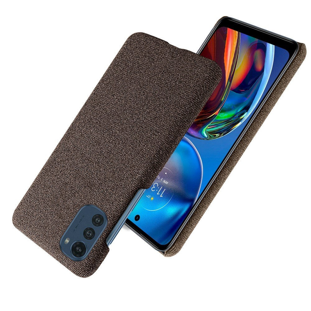 Motorola Moto E32 / E32s Stofbetrukket Plastik Cover - Brun