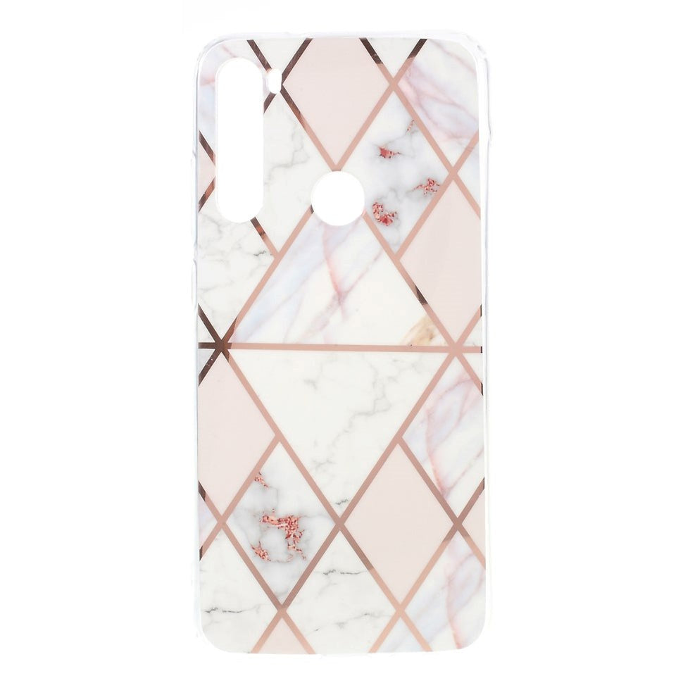 Xiaomi Redmi Note 8 Plastik Cover - Lyserød / Hvid Marmor